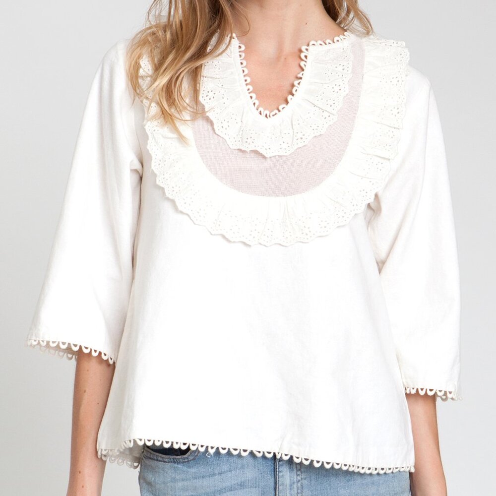 NWT Luxe bohemian ruffle top by indie line dRA. sizes XS, S avail